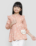 Little M Full Print Tas Kucing Kemeja Lengan Panjang Anak Perempuan