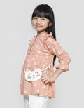 Little M Full Print Tas Kucing Kemeja Lengan Panjang Anak Perempuan