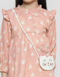 Little M Full Print Tas Kucing Kemeja Lengan Panjang Anak Perempuan