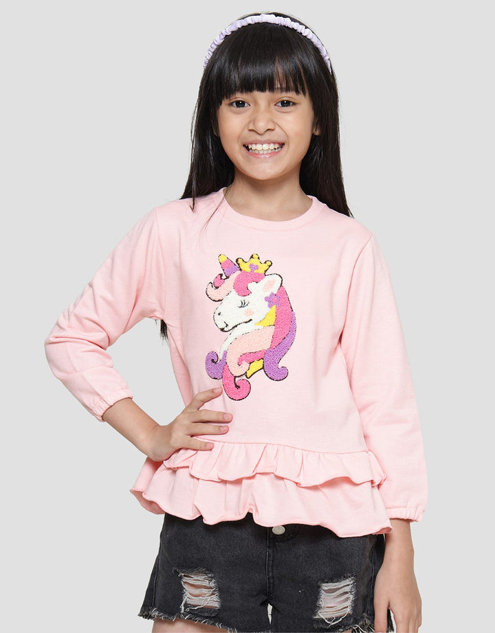 Little M Embroidered Unicorn Towel Girls T-Shirt