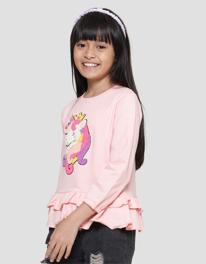 Little M Embroidered Unicorn Towel Girls T-Shirt