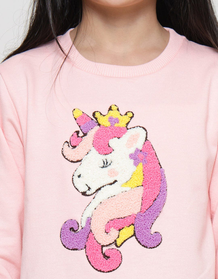 Little M Embroidered Unicorn Towel Girls T-Shirt