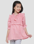 Little M Dada Smok Ruffle Tassel Kemeja Blouse Anak Perempuan