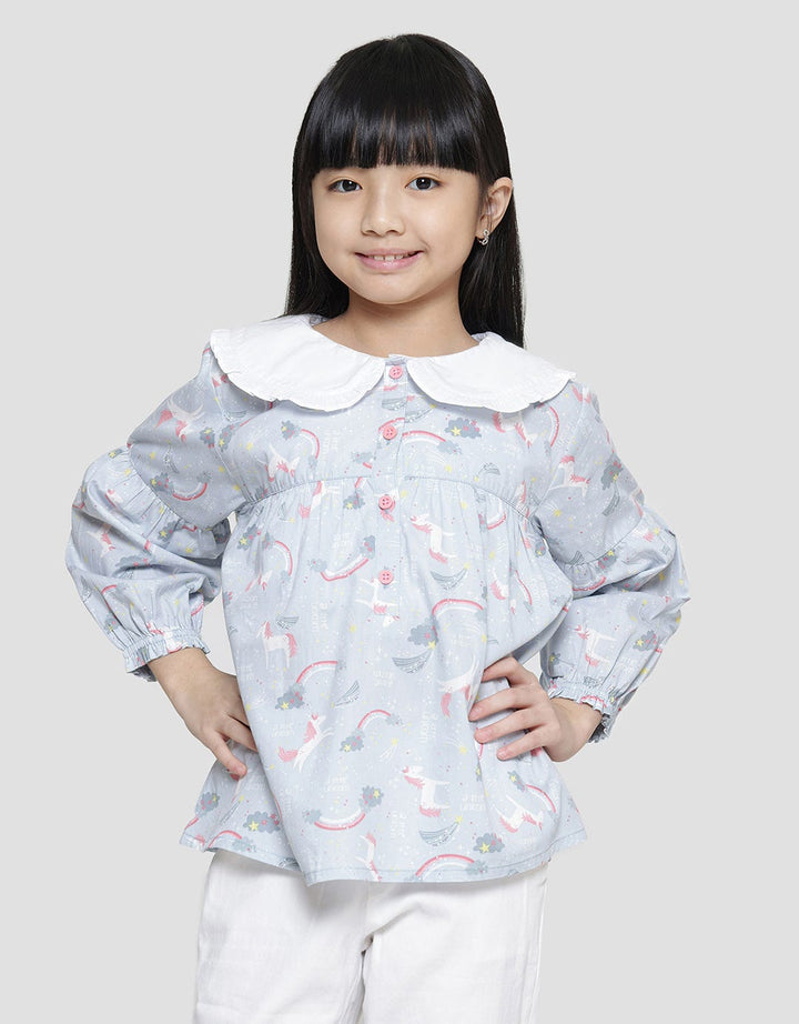 Little M Print Unicorn Star Blouse Anak Perempuan