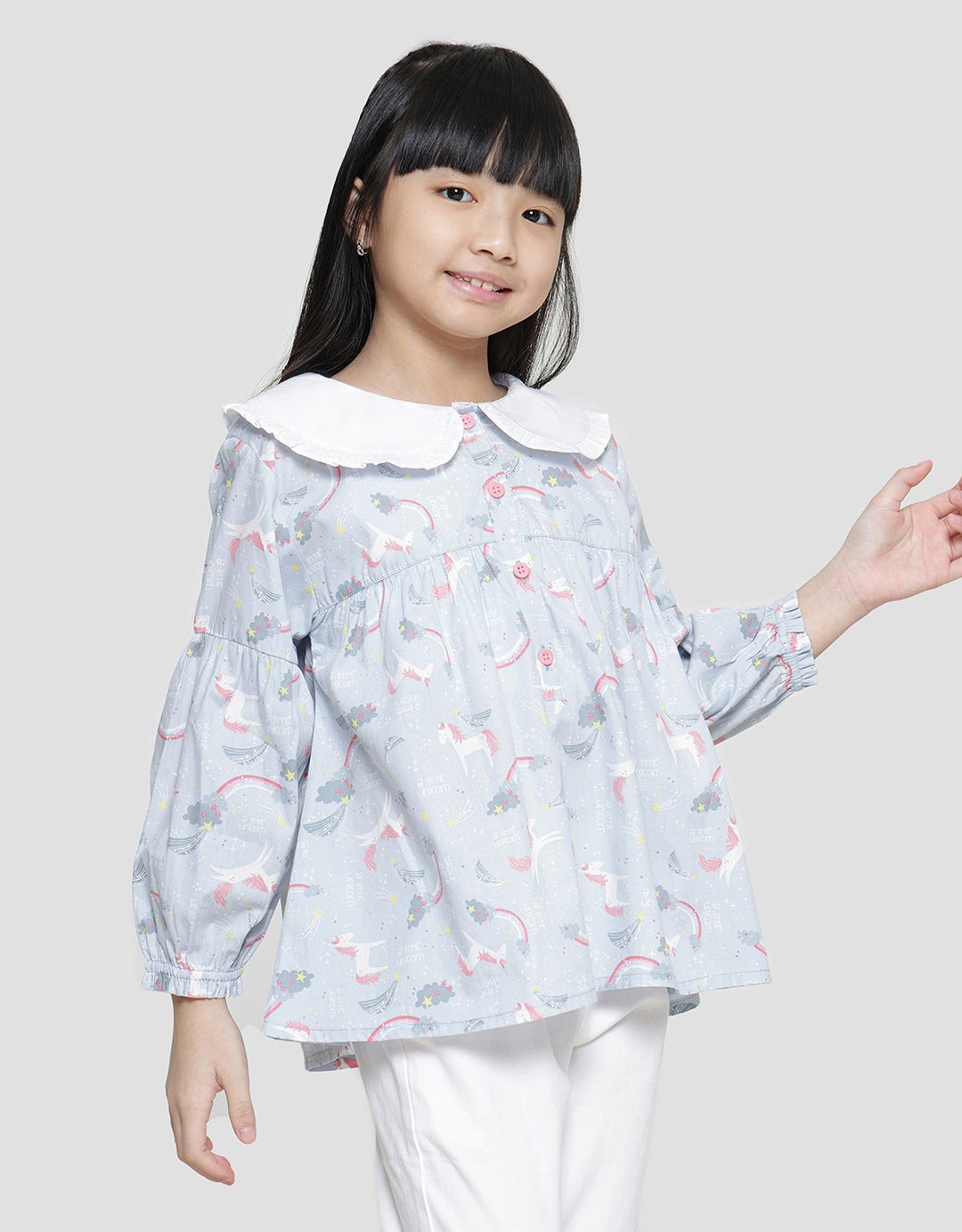 Little M Print Unicorn Star Blouse Anak Perempuan