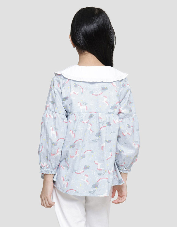 Little M Print Unicorn Star Blouse Anak Perempuan