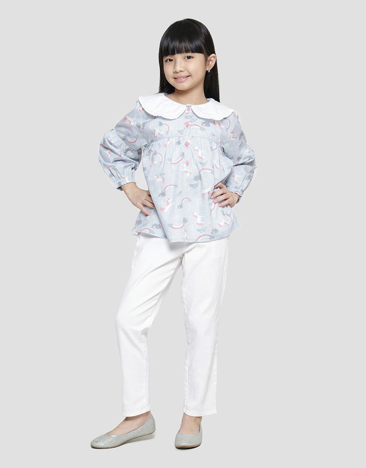 Little M Print Unicorn Star Blouse Anak Perempuan