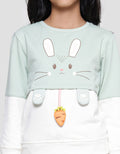Little M 2 Tone Combination Carrot Hanging Application Girls Sweater
