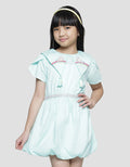 Little M Embroidery Collar Tassle Balloon Skirt Midi Dress Short Sleeve Girls