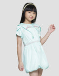 Little M Embroidery Collar Tassle Balloon Skirt Midi Dress Short Sleeve Girls