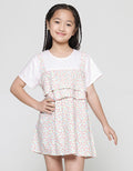 Little M Ruffle Floral Print Midi Dress Lengan Pendek Anak Perempuan