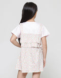 Little M Ruffle Floral Print Midi Dress Lengan Pendek Anak Perempuan