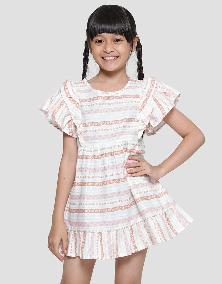 Little M Big Ruffle Salur Midi Dress Anak Perempuan