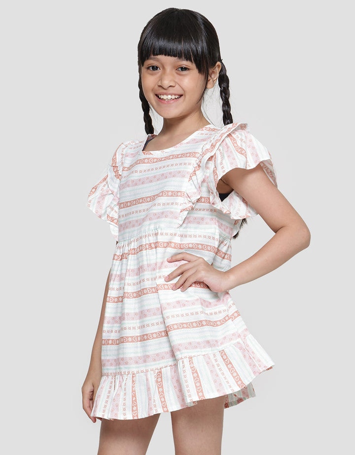 Little M Big Ruffle Salur Midi Dress Anak Perempuan