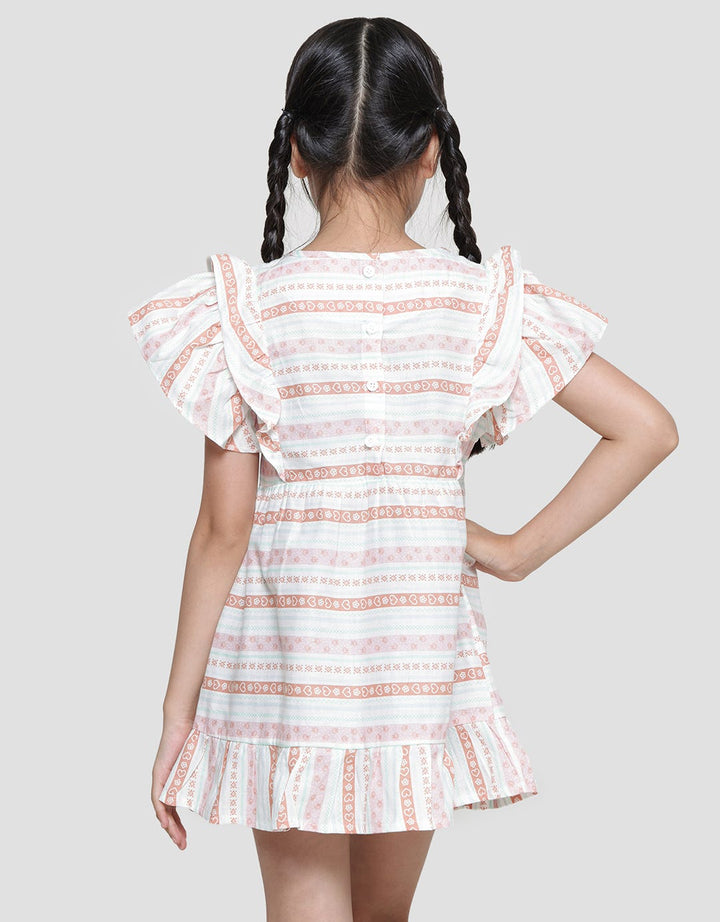 Little M Big Ruffle Salur Midi Dress Anak Perempuan