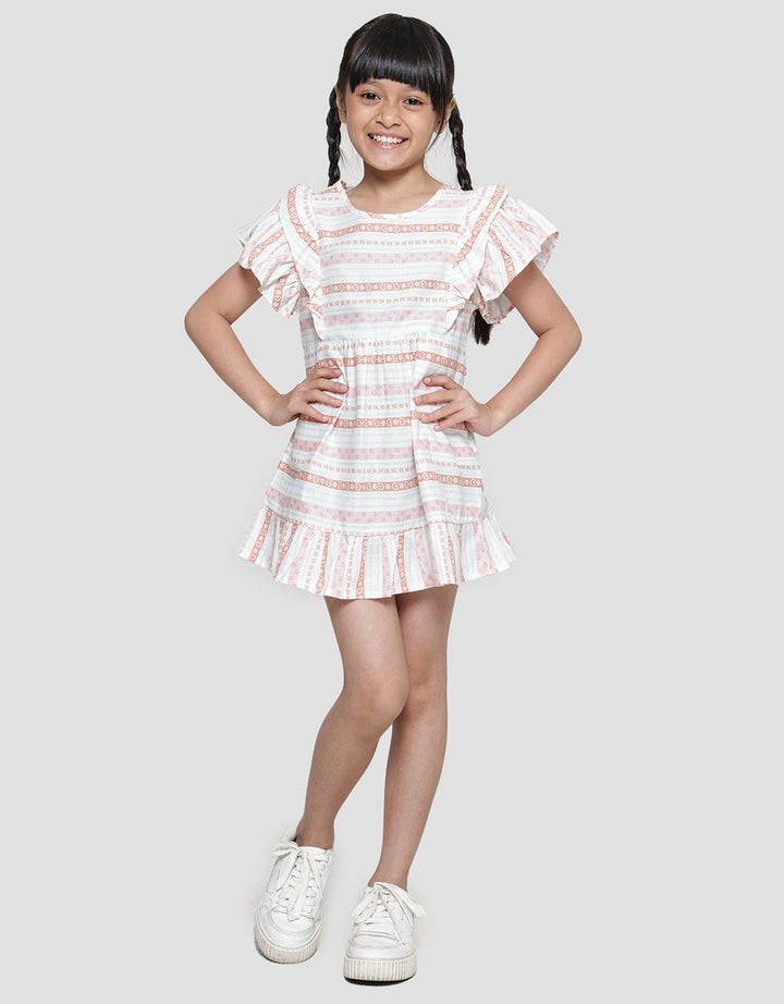 Little M Big Ruffle Salur Midi Dress Anak Perempuan