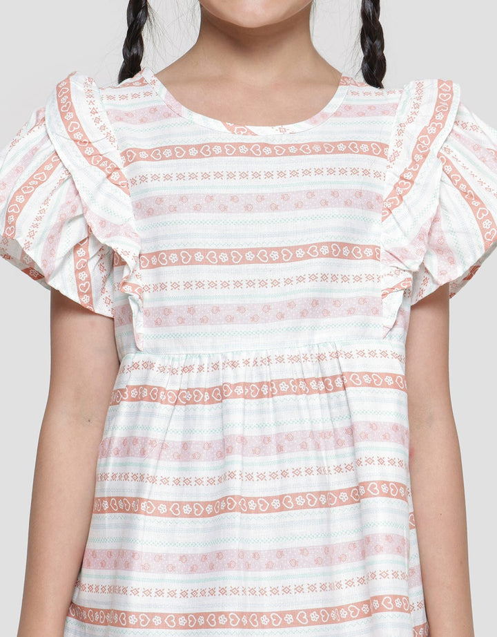 Little M Big Ruffle Salur Midi Dress Anak Perempuan