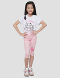 Little M Rib Embroidered Flamingo Leggings for Girls