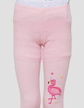 Little M Rib Embroidered Flamingo Leggings for Girls