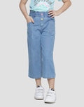 Little M Wide Leg Kancing Warna Warni Celana Denim Anak Perempuan