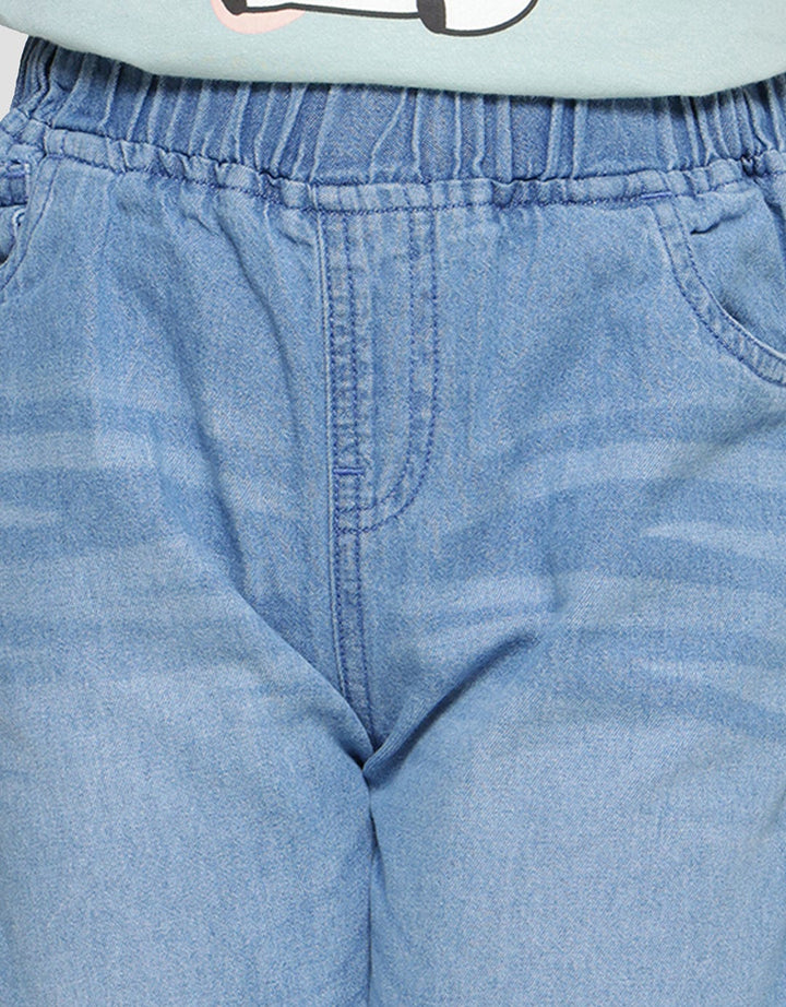 Little M Heart Knee Applique Girls Denim Long Pants