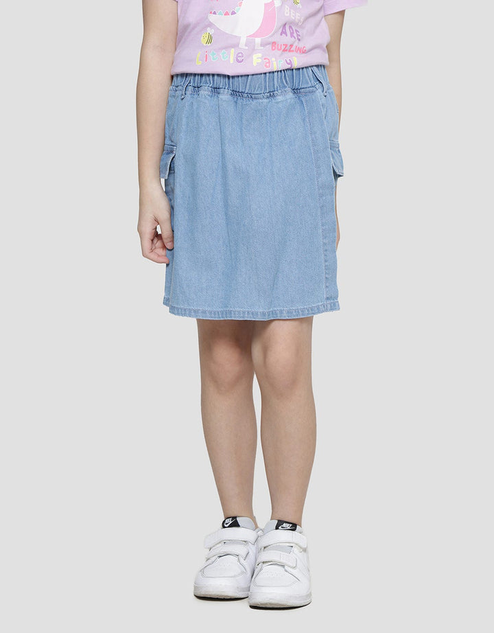 Little M Kantong Kargo Celana Rok Denim Anak Perempuan