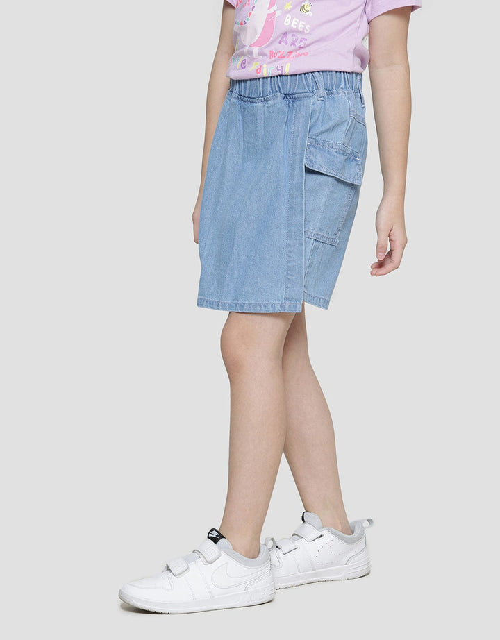 Little M Kantong Kargo Celana Rok Denim Anak Perempuan