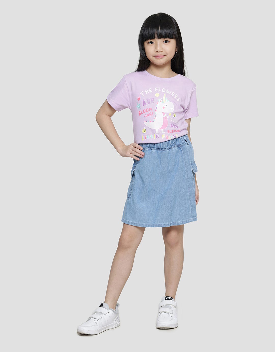 Little M Kantong Kargo Celana Rok Denim Anak Perempuan