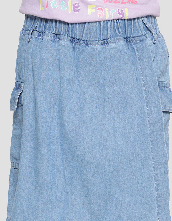 Little M Kantong Kargo Celana Rok Denim Anak Perempuan