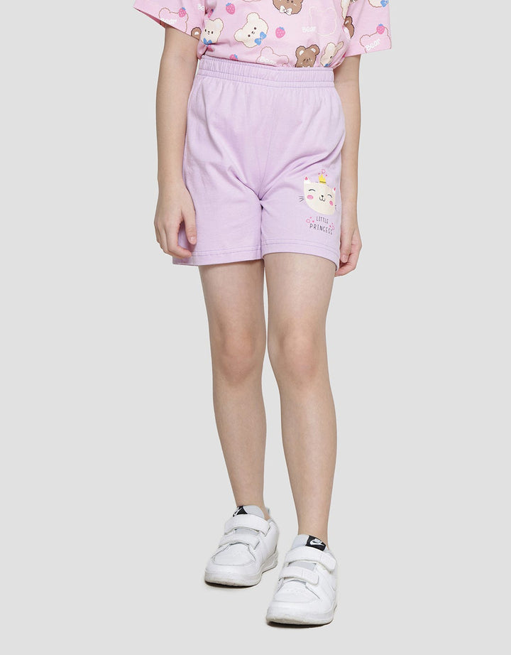 Little M Cat Print Celana Pendek Anak Perempuan