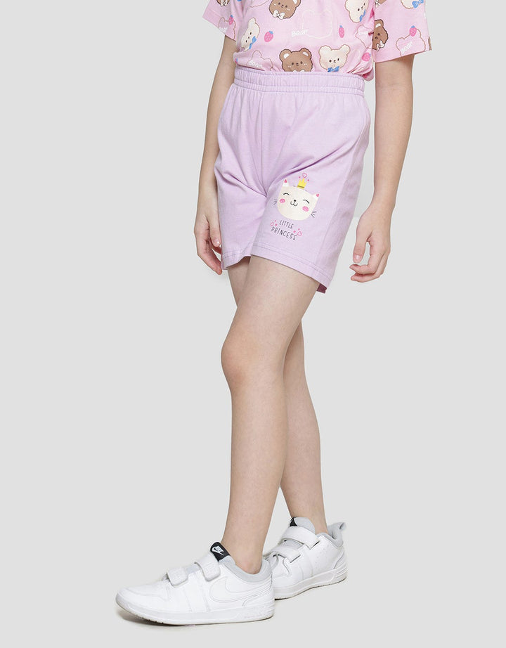Little M Cat Print Celana Pendek Anak Perempuan