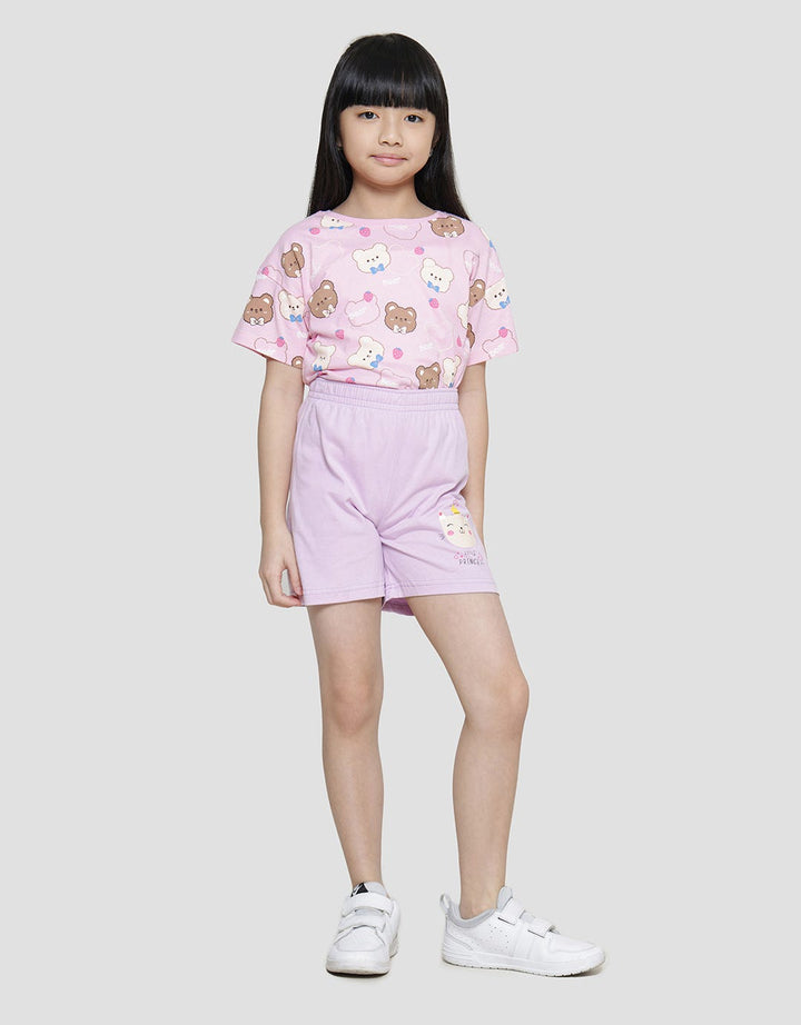Little M Cat Print Celana Pendek Anak Perempuan