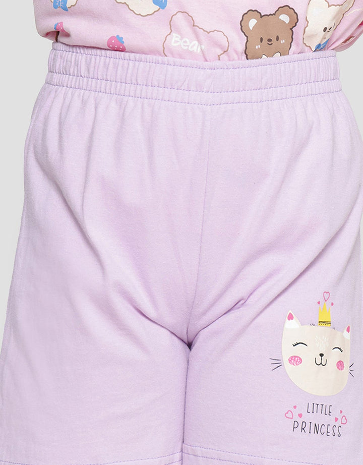 Little M Cat Print Celana Pendek Anak Perempuan