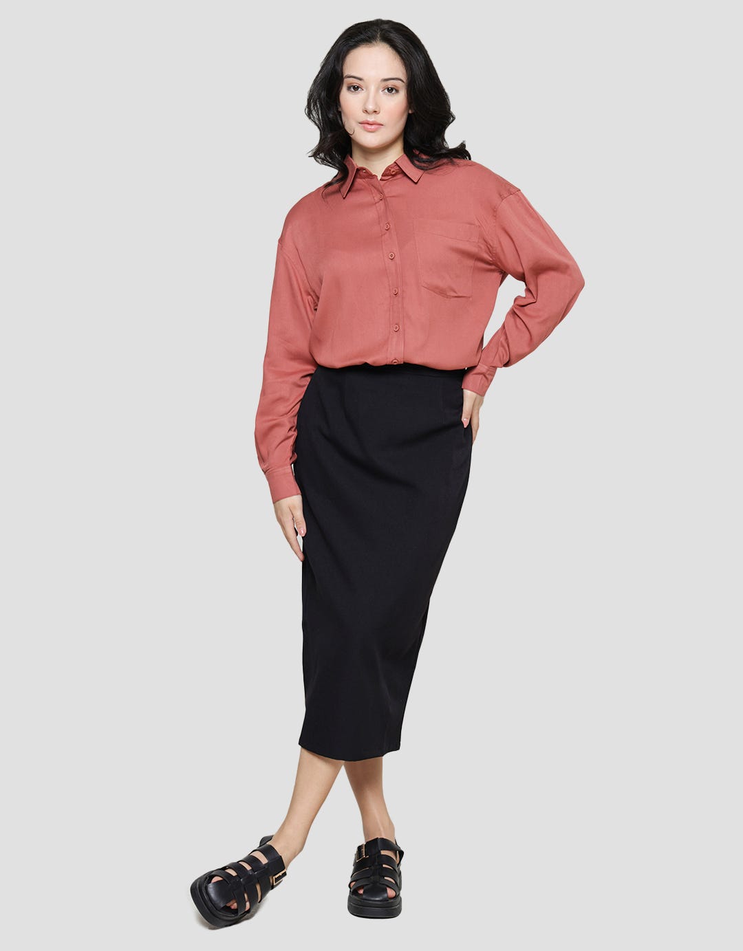 Connexion Cressida With Slit Rok Midi Wanita