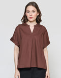 Connexion Skipper Neck Top Blouse Wanita