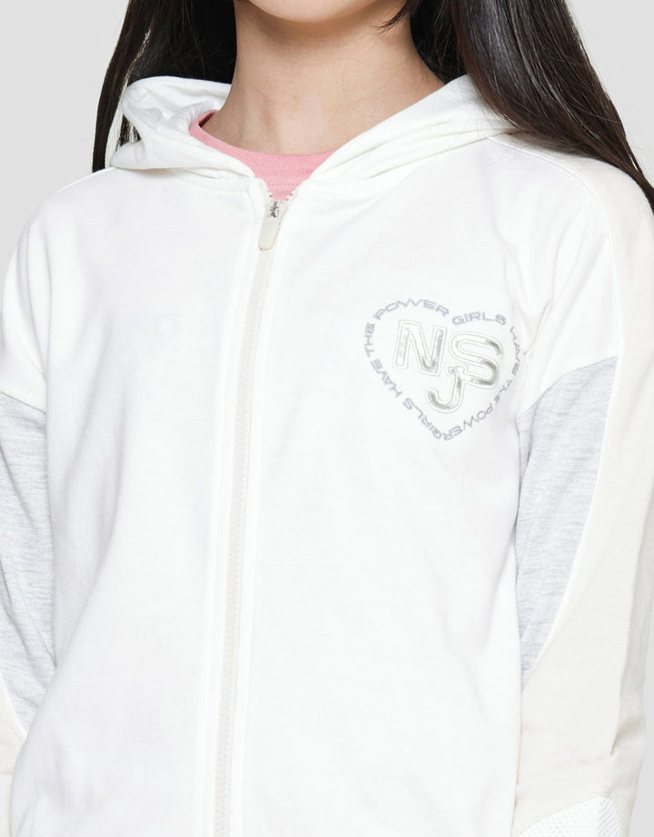 Nevada Jaket Knit Hoodie Heart Wording Anak Perempuan