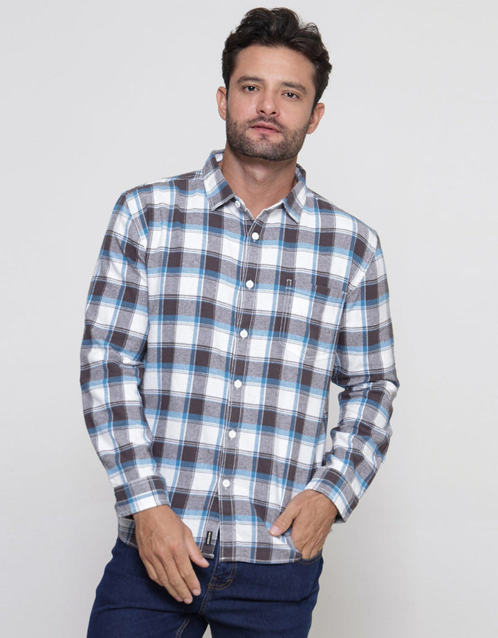 Nevada Checked Kemeja Flannel Lengan Panjang Pria