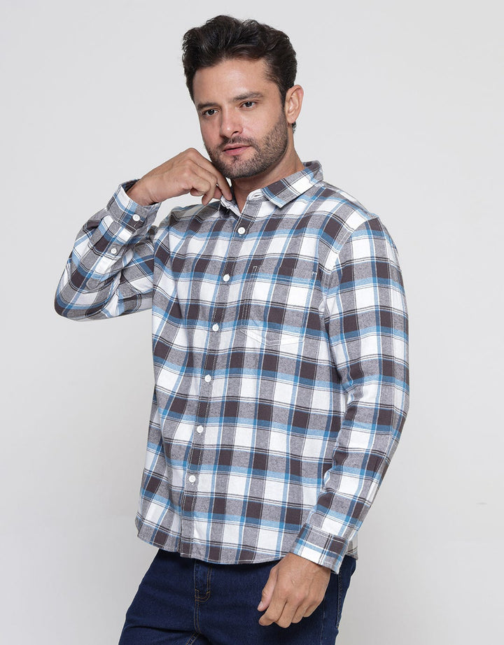 Nevada Checked Kemeja Flannel Lengan Panjang Pria