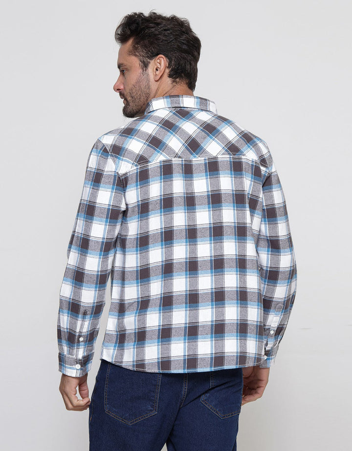 Nevada Checked Kemeja Flannel Lengan Panjang Pria