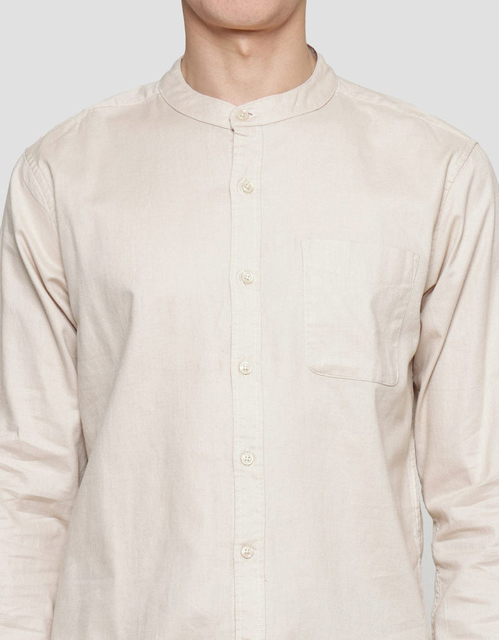 Cole Kemeja Lengan Panjang Filafil Pria Mandarin Collar