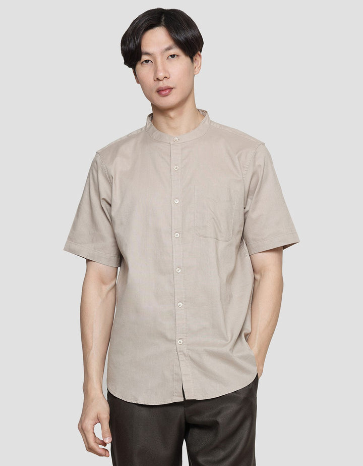 Cole Kemeja Lengan Pendek Filafil Mandarin Collar  Pria