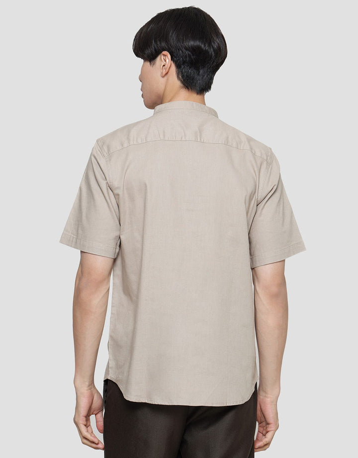 Cole Kemeja Lengan Pendek Filafil Mandarin Collar  Pria