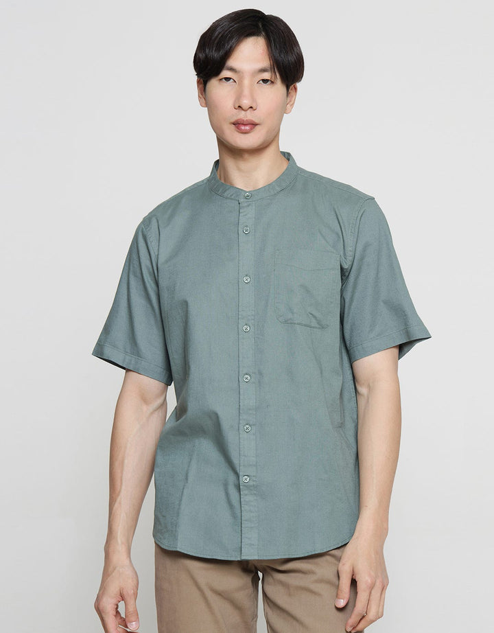Cole Kemeja Lengan Pendek Filafil Mandarin Collar Pria