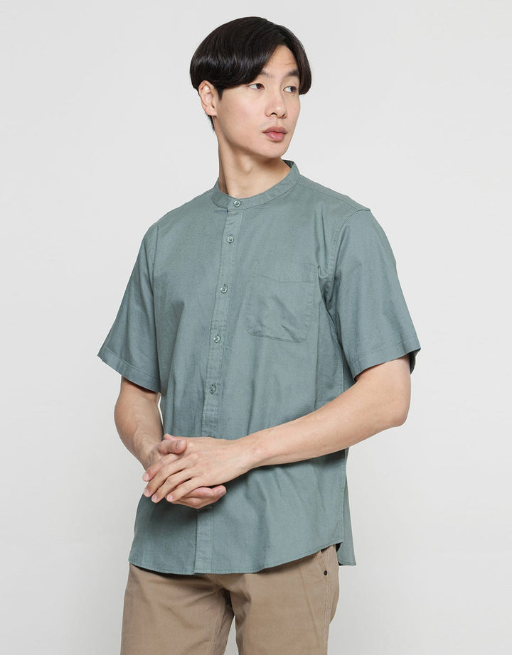 Cole Kemeja Lengan Pendek Filafil Mandarin Collar Pria