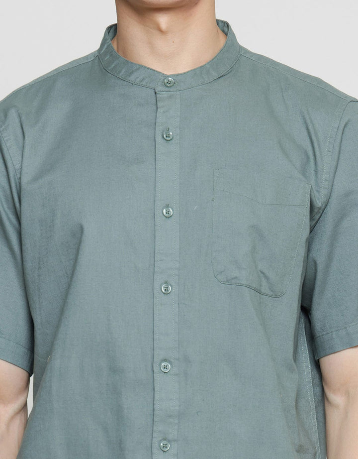 Cole Kemeja Lengan Pendek Filafil Mandarin Collar Pria