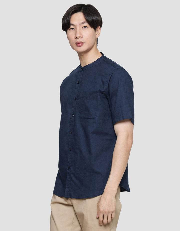 Cole Kemeja Lengan Pendek Filafil Mandarin Collar Pria