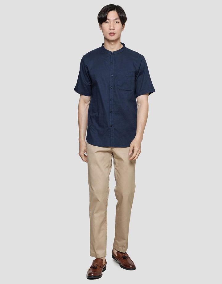 Cole Kemeja Lengan Pendek Filafil Mandarin Collar Pria