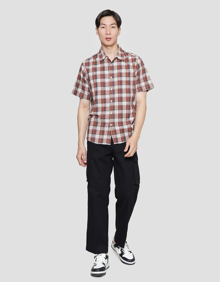 Cole Check Print Men's Short Sleeve Shirt