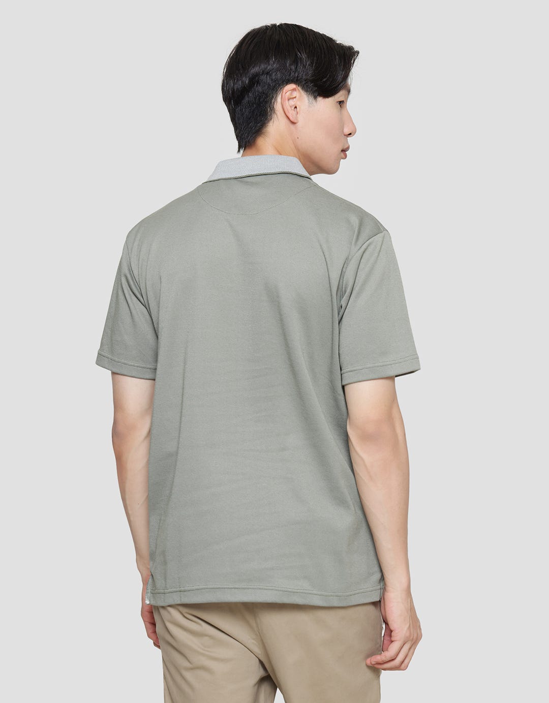 Cole Collar Plain Casual Men's Collar T-Shirt