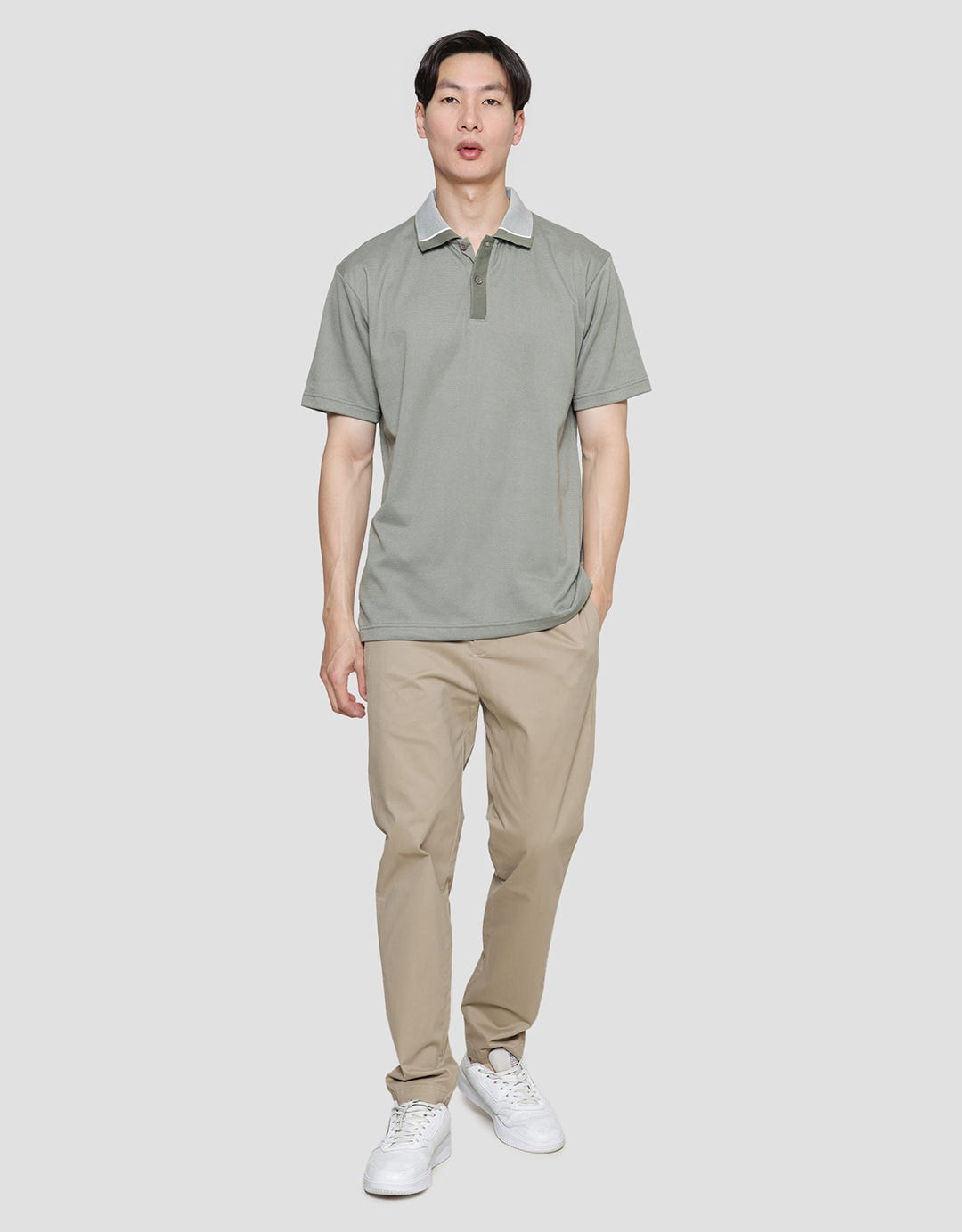 Cole Collar Plain Casual Men's Collar T-Shirt